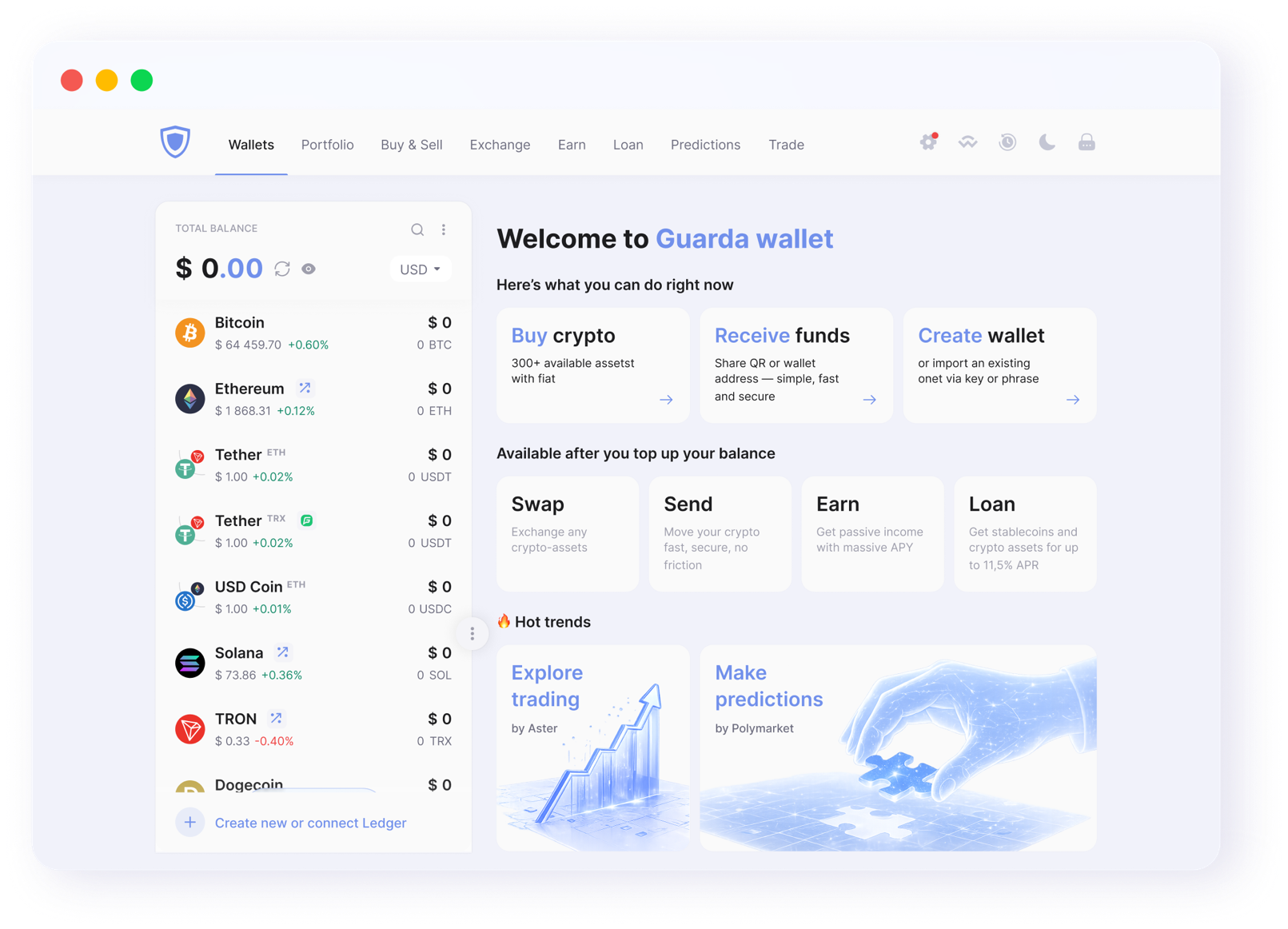 Guarda wallet interface