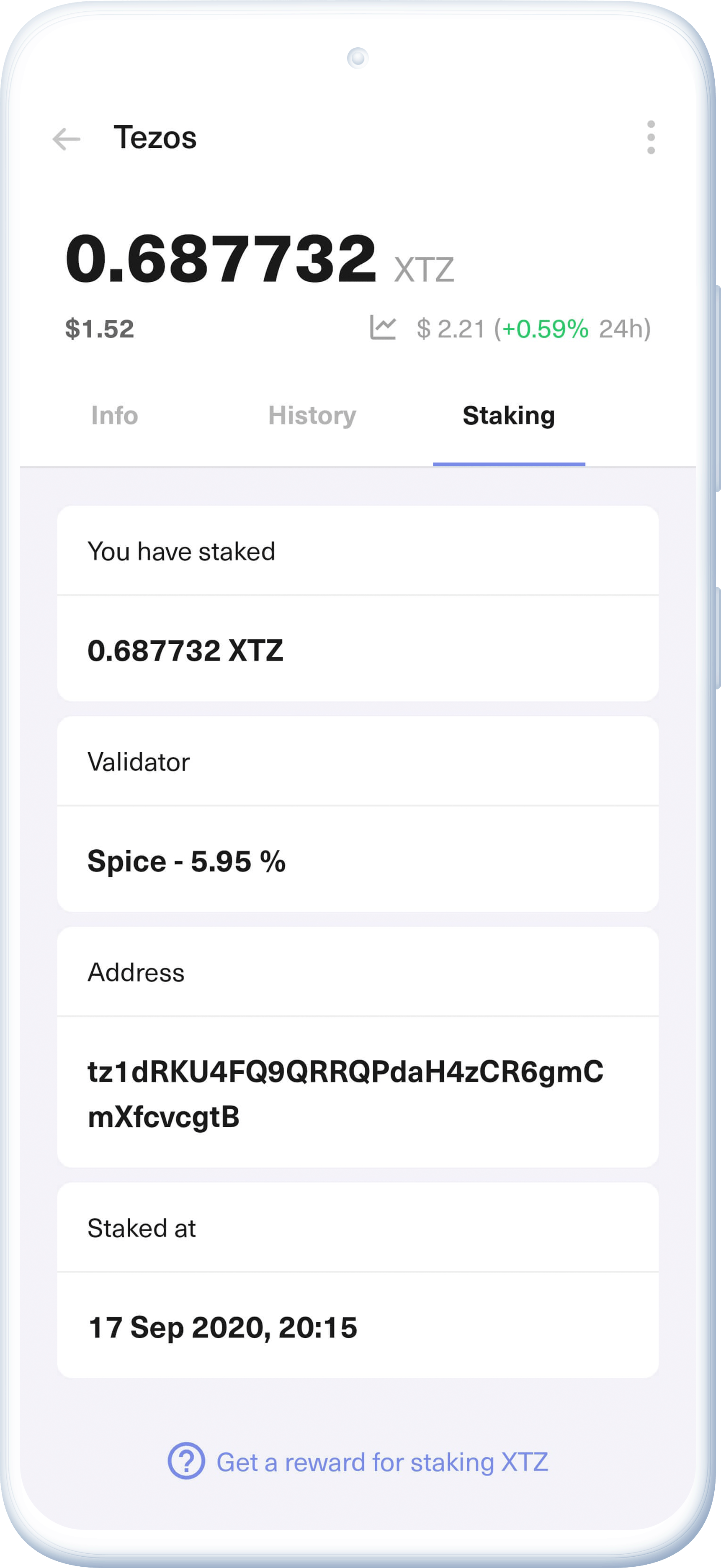 Stake Tezos XTZ